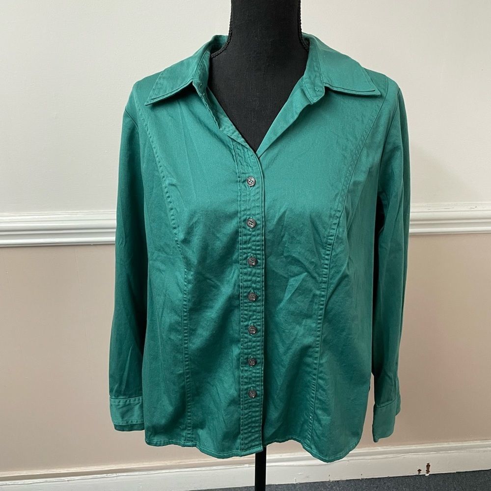 Lane Bryant Green Button Down Blouse Size 14/16W
